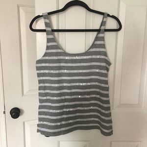 BANANA REPUBLIC CLEAR SEQUIN FRONT TANK TOP M
